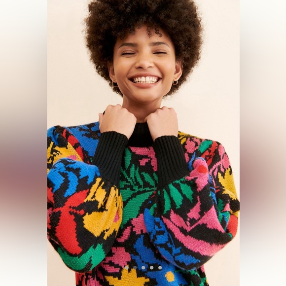 Farm Rio Multicolored Tropical Garden
Mock Neck Sweater Dress Size Medium - Picture 3 of 10